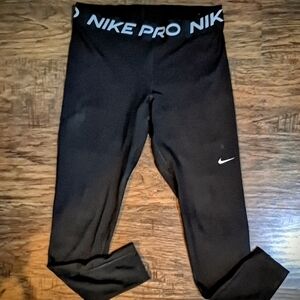 Nike Black Pro Elastic-Waist Leggings with White Swoosh